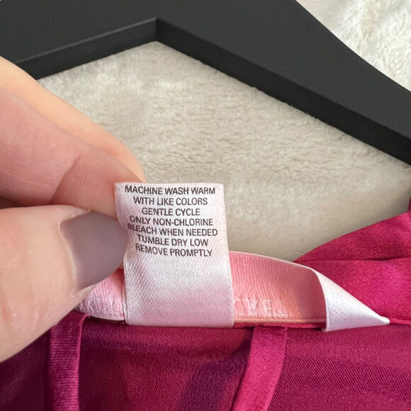 VTG Victorias Secret Angels Robe Womens OS Pink Satin Kimono Glam Lounge Y2K - Picture 13 of 15